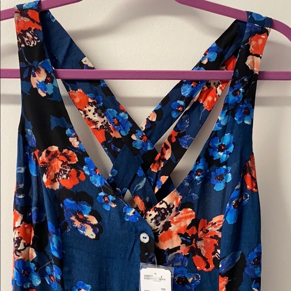 2 for $10 Forever 21 blue floral Strappy back dress - Picture 2 of 4